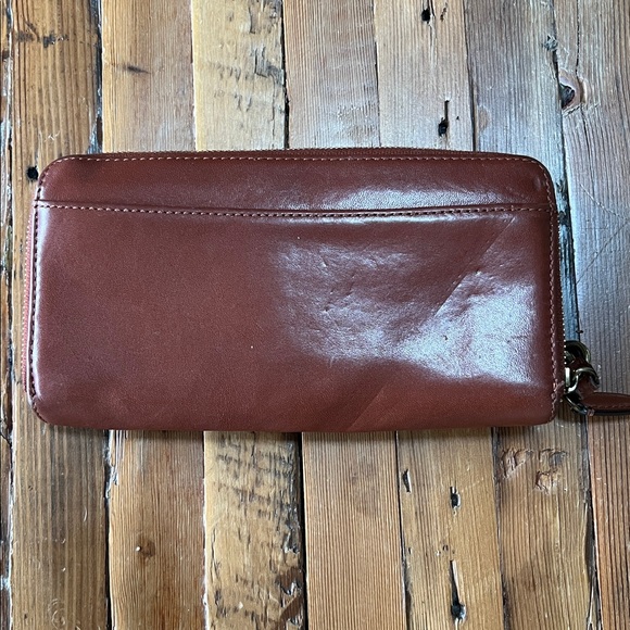 Coach Accordion Vintage Tan Leather Zip Wallet Wristlet - Picture 3 of 10
